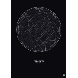 Affiche Chisinau – Poster carte de ville 2.5km | Gravura – Fond foncé