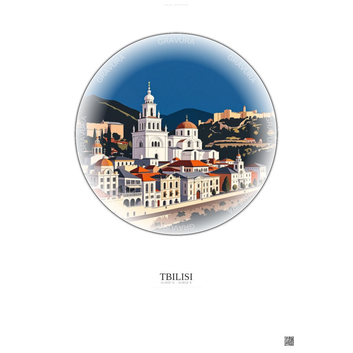 Affiche Tbilisi – Poster illustration vintage – Tbilisi | Gravura – Fond clair