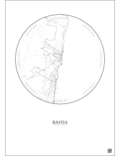 Affiche Bastia – Poster carte de ville 5km | Gravura – Fond clair
