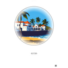 Affiche Accra – Poster illustration vintage – Accra | Gravura – Fond clair