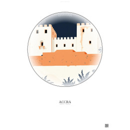 Affiche Accra – Poster illustration vintage – Fort James | Gravura – Fond clair