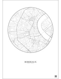 Affiche Bordeaux – Poster carte de ville 2.5km | Gravura – Fond clair