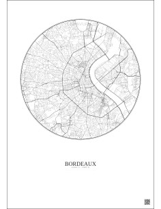 Affiche Bordeaux – Poster carte de ville 5km | Gravura – Fond clair 2