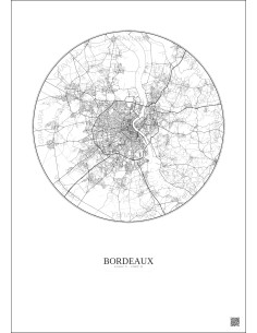 Affiche Bordeaux – Poster carte de ville 20km | Gravura – Fond clair 2