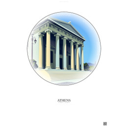 Athens Vintage Travel Poster – Numismatic Museum Of Athens | Gravura – Light background