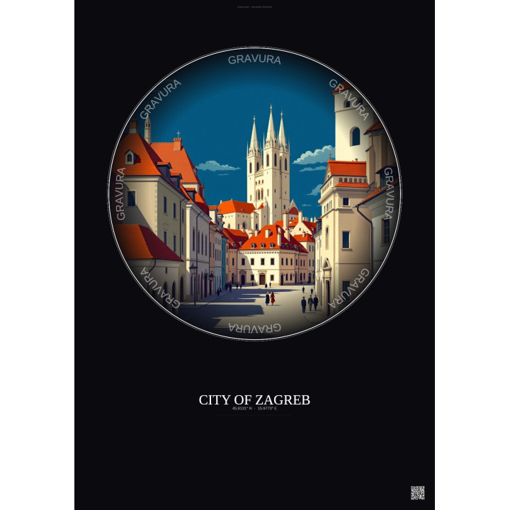 Affiche City Of Zagreb – Poster illustration vintage – Historic 