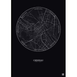 Affiche Chisinau – Poster carte de ville 6km | Gravura – Fond foncé