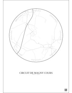 Affiche Circuit De Magny Cours – Poster carte de ville 2.5km | Gravura – Fond clair 2