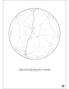 Affiche Circuit De Magny Cours – Poster carte de ville 10km | Gravura – Fond clair 2
