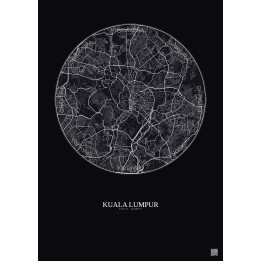 Affiche Kuala Lumpur – Poster carte de ville 10km | Gravura – Fond foncé