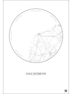 Affiche Golf D Etretat – Poster carte de ville 10km | Gravura – Fond clair 2