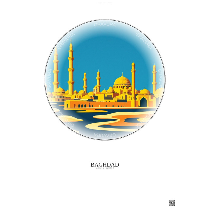 Baghdad Vintage Travel Poster – Baghdad | Gravura – Light background