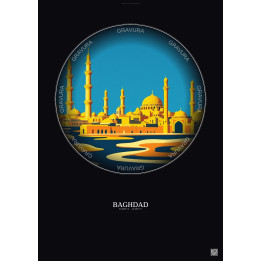 Affiche Baghdad – Poster illustration vintage – Baghdad | Gravura – Fond foncé