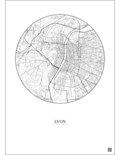 Lyon City Map Poster 5km | Gravura – Light background 2