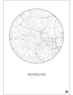 Montpellier City Map Poster 2.5km | Gravura – Light background 2