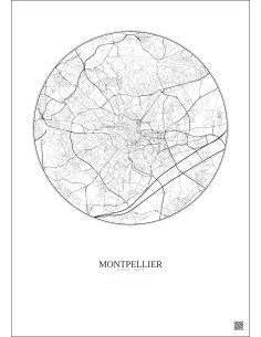 Montpellier City Map Poster 5km | Gravura – Light background 2
