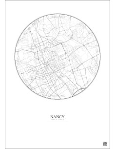 Nancy City Map Poster 2.5km | Gravura – Light background 2