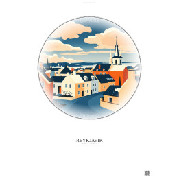 Reykjavik Vintage Travel Poster – Historic Old Town Of Reykjavik | Gravura – Light background