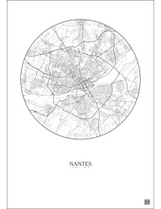 Nantes City Map Poster 10km | Gravura – Light background 2