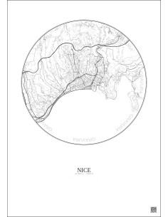 Nice City Map Poster 6km | Gravura – Light background 2
