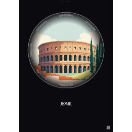 Rome Vintage Travel Poster – Colosseum | Gravura – Dark background