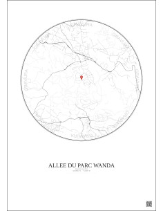 Affiche Roquefort Les Pins – Poster carte de ville 2.5km | Gravura – Fond clair 2