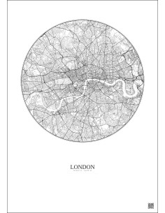 Affiche London – Poster carte de ville 10km | Gravura – Fond clair 2