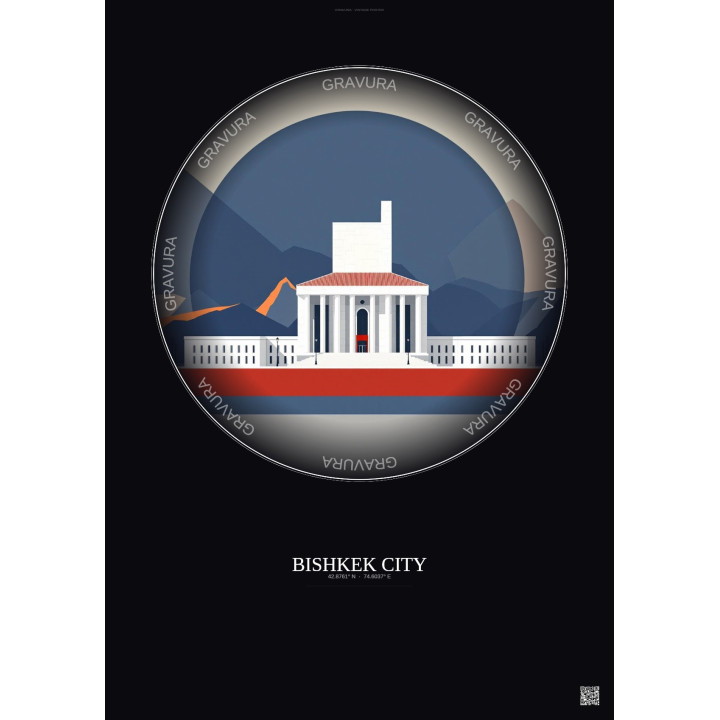 Affiche Bishkek City – Poster illustration vintage – Famous View