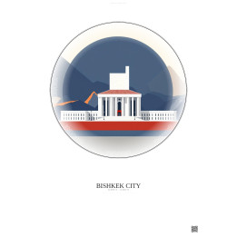 Bishkek City Vintage Travel Poster – Famous Viewpoint Of Bishkek City | Gravura – Light background