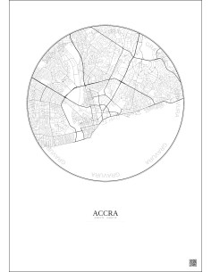 Affiche Accra – Poster carte de ville 6km | Gravura – Fond clair 2