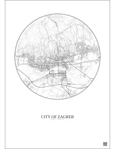 City Of Zagreb City Map Poster 10km | Gravura – Light background 2