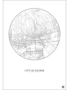City Of Zagreb City Map Poster 6km | Gravura – Light background 2