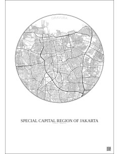 Affiche Special Capital Region Of Jakarta – Poster carte de ville 10km | Gravura – Fond clair 2