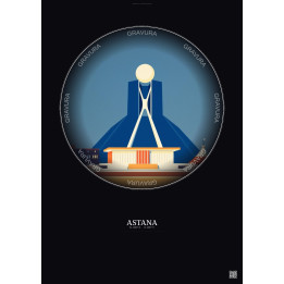 Affiche Astana – Poster illustration vintage – Astana | Gravura – Fond foncé