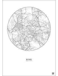 Rome City Map Poster 6km | Gravura – Light background 2