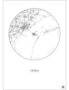 Venice City Map Poster 20km | Gravura – Light background 2