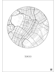 Tokyo City Map Poster 2.5km | Gravura – Light background 2