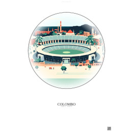 Affiche Colombo – Poster illustration vintage – R Premadasa Stadium | Gravura – Fond clair