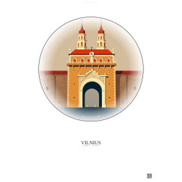 Affiche Vilnius – Poster illustration vintage – Gate Of Dawn | Gravura – Fond clair