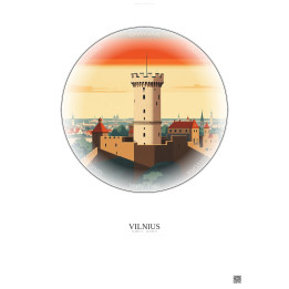 Affiche Vilnius – Poster illustration vintage – Gediminas Tower | Gravura – Fond clair