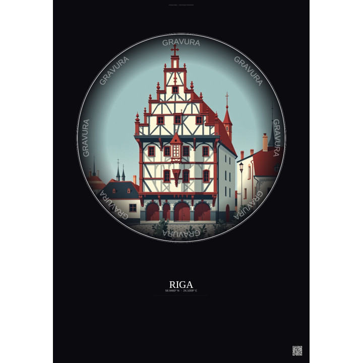 Riga Vintage Travel Poster – House Of The Blackheads | Gravura –