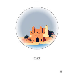 Affiche Rabat – Poster illustration vintage – Chellah | Gravura – Fond clair