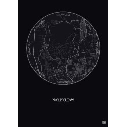 Affiche Nay Pyi Taw – Poster carte de ville 10km | Gravura – Fond foncé