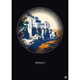 Affiche Monaco – Poster illustration vintage – Musee Oceanographique De Monaco | Gravura – Fond foncé