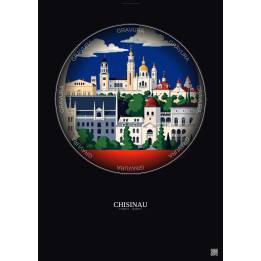 Chisinau Vintage Travel Poster – Chisinau | Gravura – Dark background