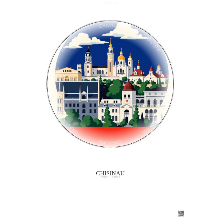 Affiche Chisinau – Poster illustration vintage – Chisinau | Gravura – Fond clair