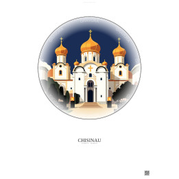 Chisinau Vintage Travel Poster – Nativity Of Christ Cathedral | Gravura – Light background