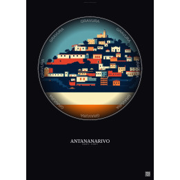 Affiche Antananarivo – Poster illustration vintage – Antananarivo | Gravura – Fond foncé