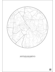 Affiche Antananarivo – Poster carte de ville 2.5km | Gravura – Fond clair 2