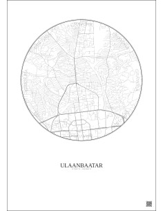 Affiche Ulaanbaatar – Poster carte de ville 2.5km | Gravura – Fond clair